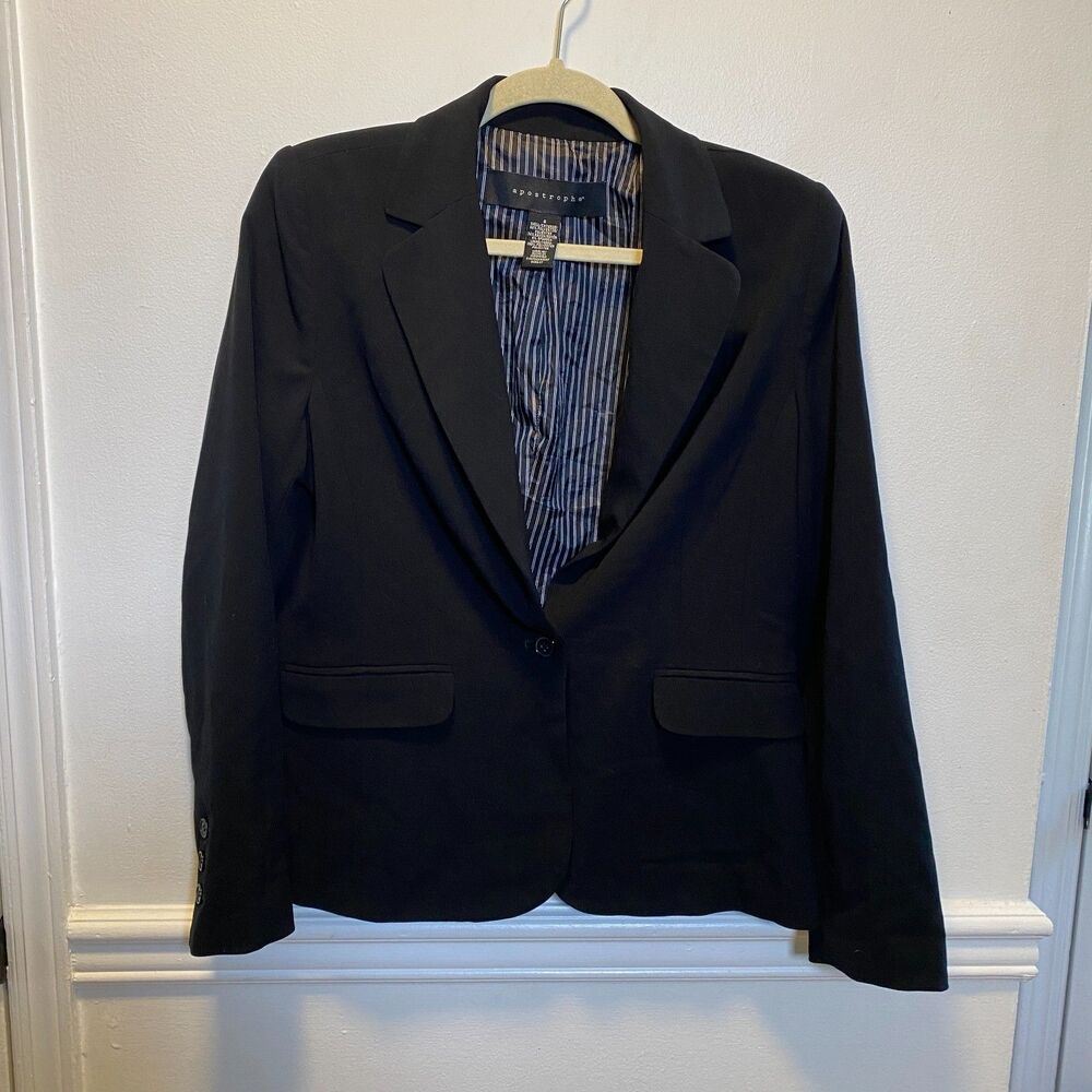 Apostrophe Blazer Womens Black Career Jacket Lined Fitted Workwear 8